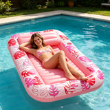 Inflatable Pool Lounger with Backrest & Cup Holders - Summer Float