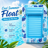 Inflatable Pool Lounger with Backrest & Cup Holders - Summer Float