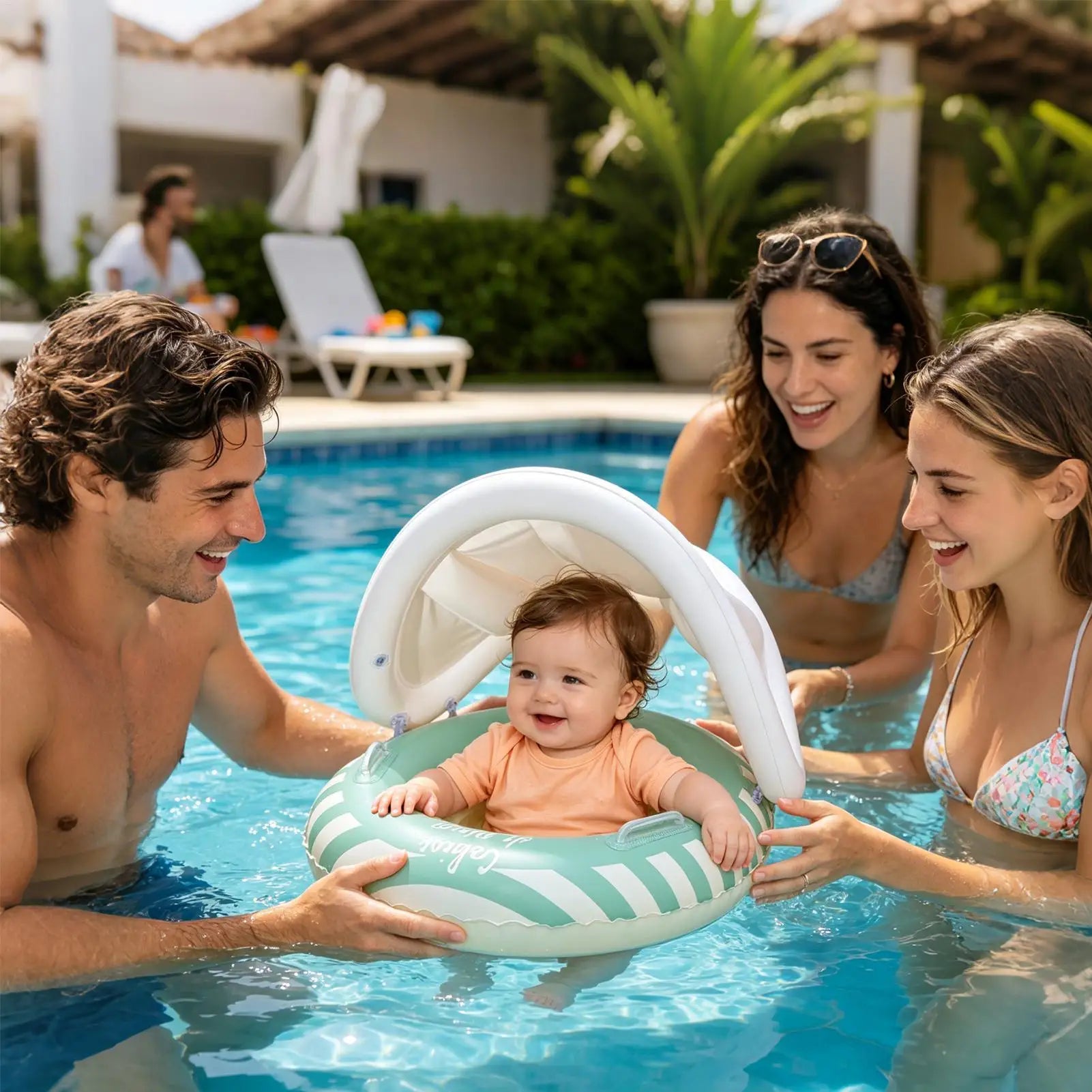 Kids Pool Float with Sun Canopy - Inflatable Swim Ring for Toddlers