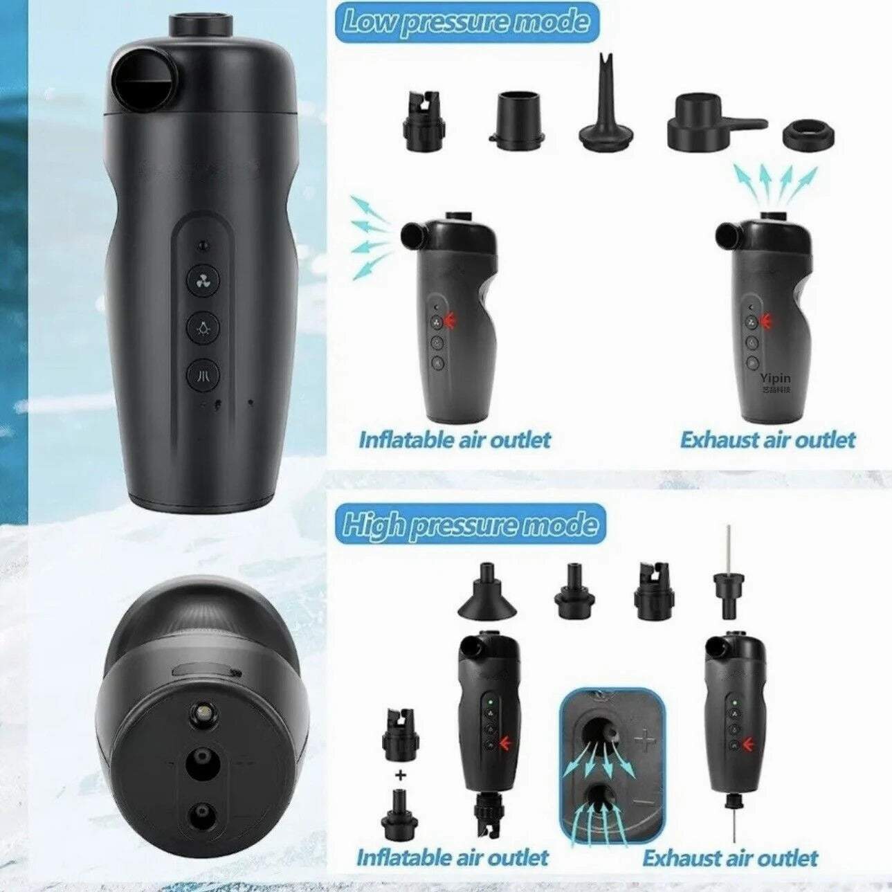 20PSI Electric SUP Pump Wireless Portable Air Inflator for Boats