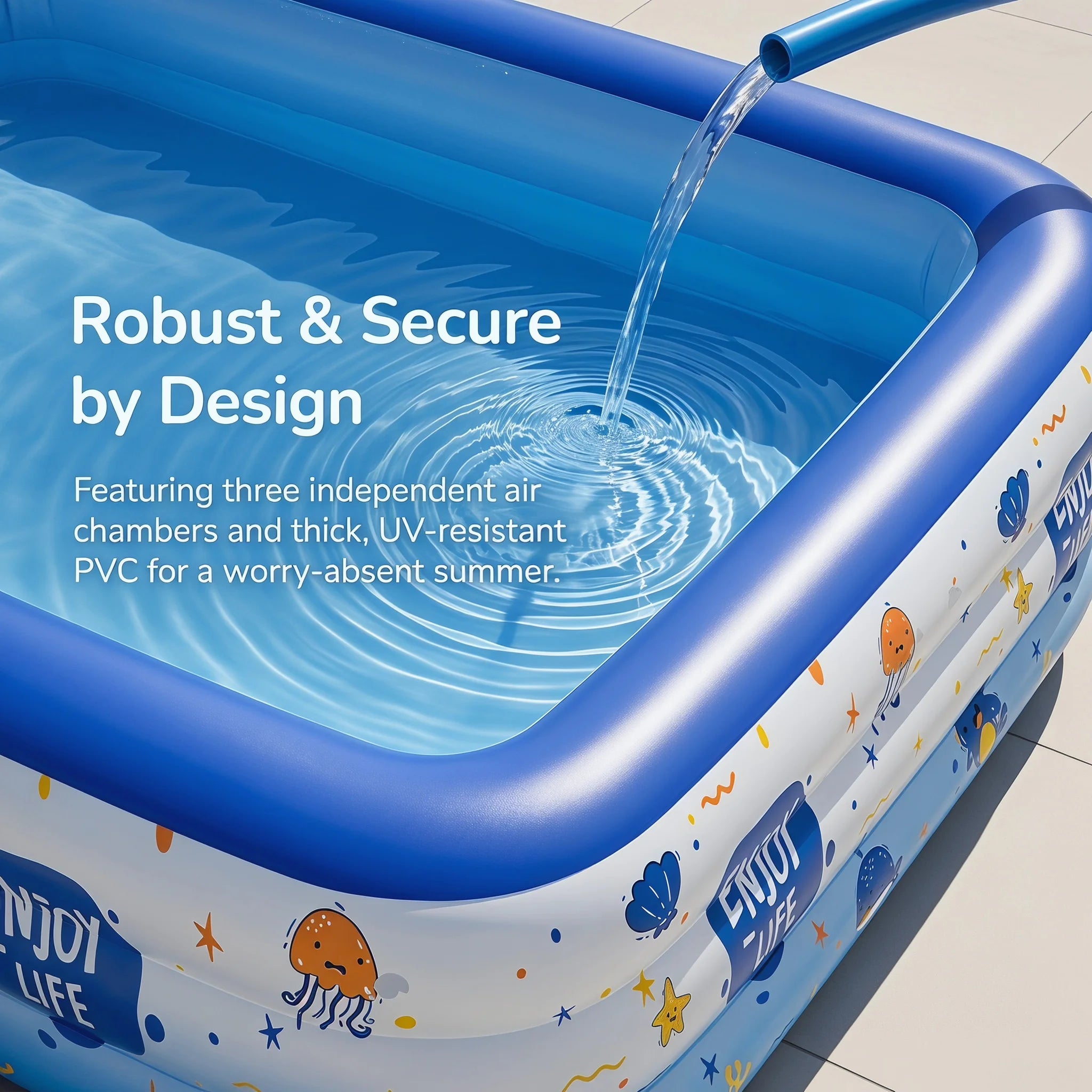 Inflatable Family Swimming Pool PVC Blow Up Pool for Backyard Garden