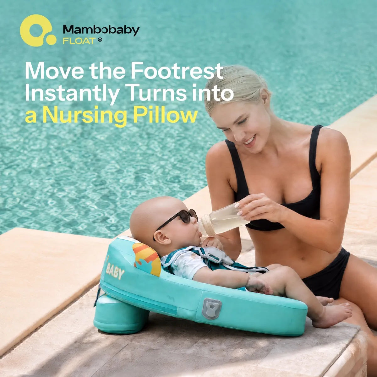 Mambobaby Air-Free Baby Pool Float with Sunshade for Infants 3-24M