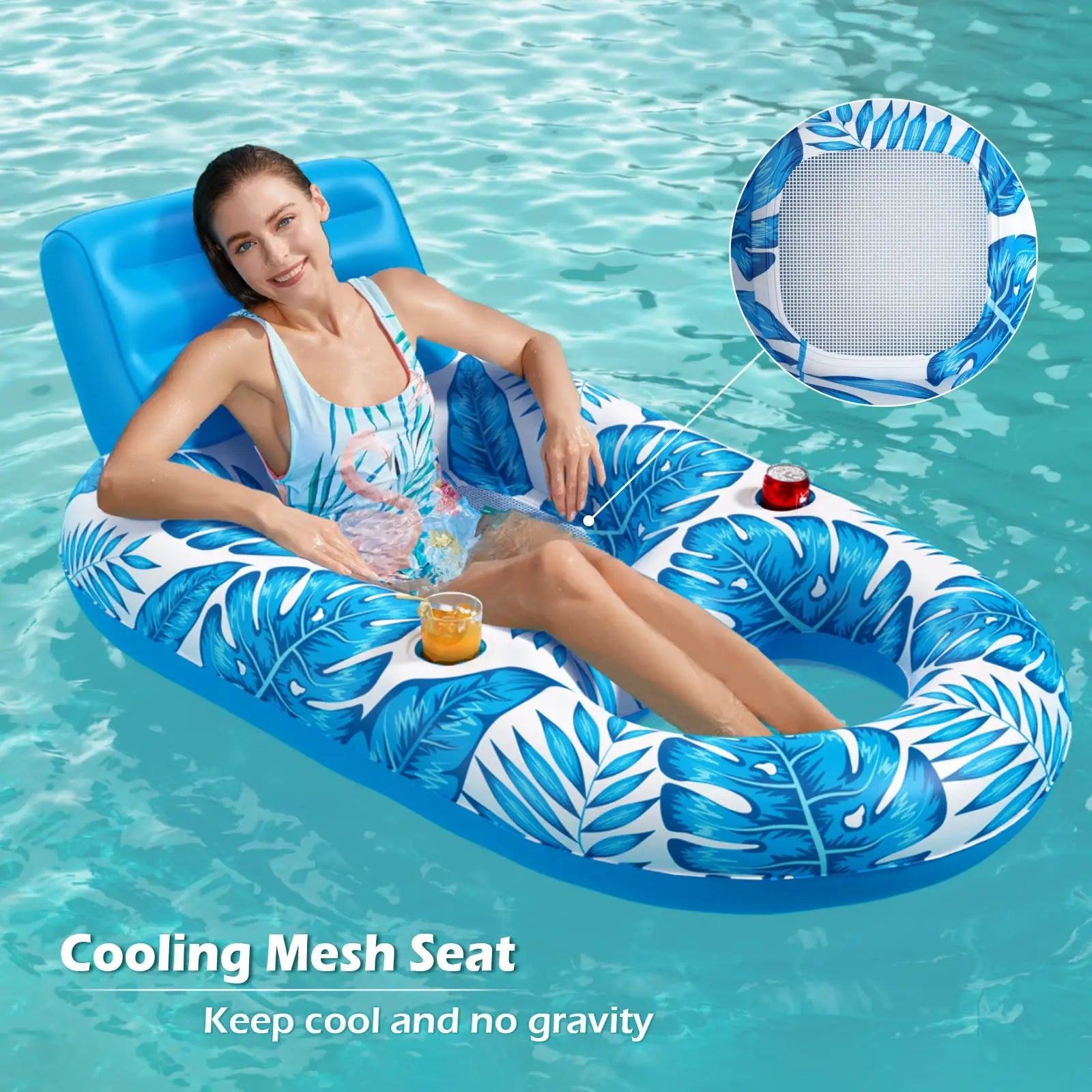 Inflatable Pool Lounger Float - Ergonomic Mesh Chair for Lake & Pool
