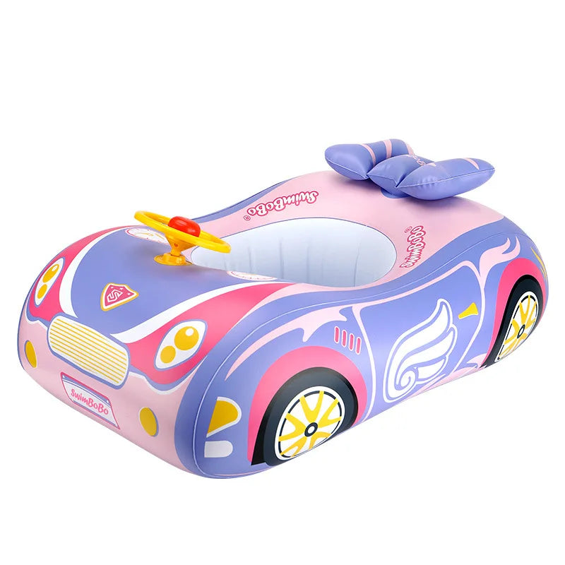 Baby Inflatable Car Swim Ring with Steering Wheel & Sunshade