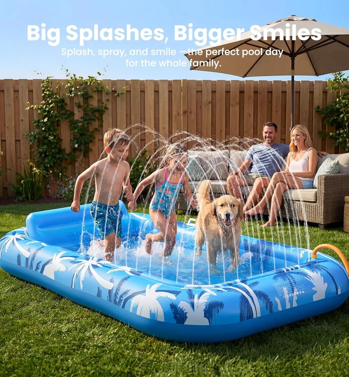 Inflatable Tanning Pool Lounger with Sprinkler - XL Sunbathing Float