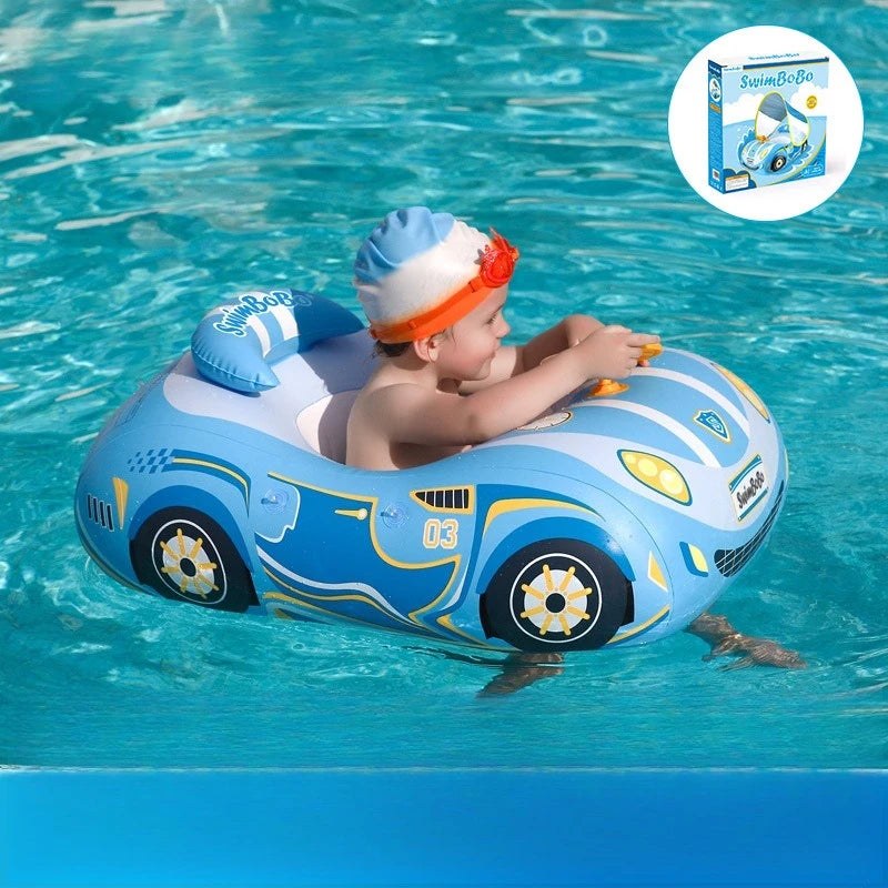 Baby Inflatable Car Swim Ring with Steering Wheel & Sunshade
