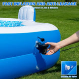 Extra Large Inflatable Family Pool with Seats & Pump for Adults
