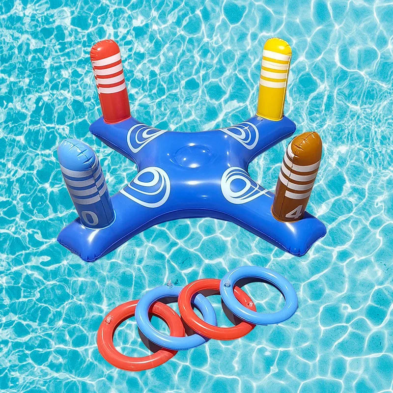 Inflatable Basketball Hoop & Ring Toss Game for Pool & Beach