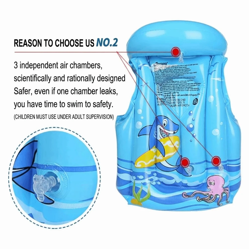 Kids Inflatable Safety Swim Vest | Durable PVC | Water Sports Aid