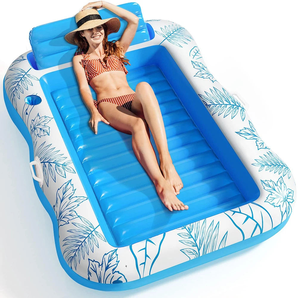 Inflatable Tanning Pool Lounge Chair - Floating Suntan Tub for Beach