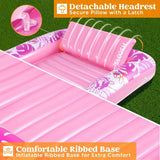 Inflatable Tanning Pool Lounger - Pink PVC Sunbathing Bed for Adults