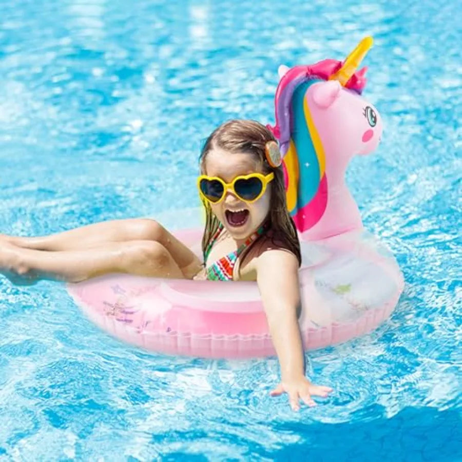 Pink Glitter Unicorn Pool Float - Inflatable Water Lounge for Summer