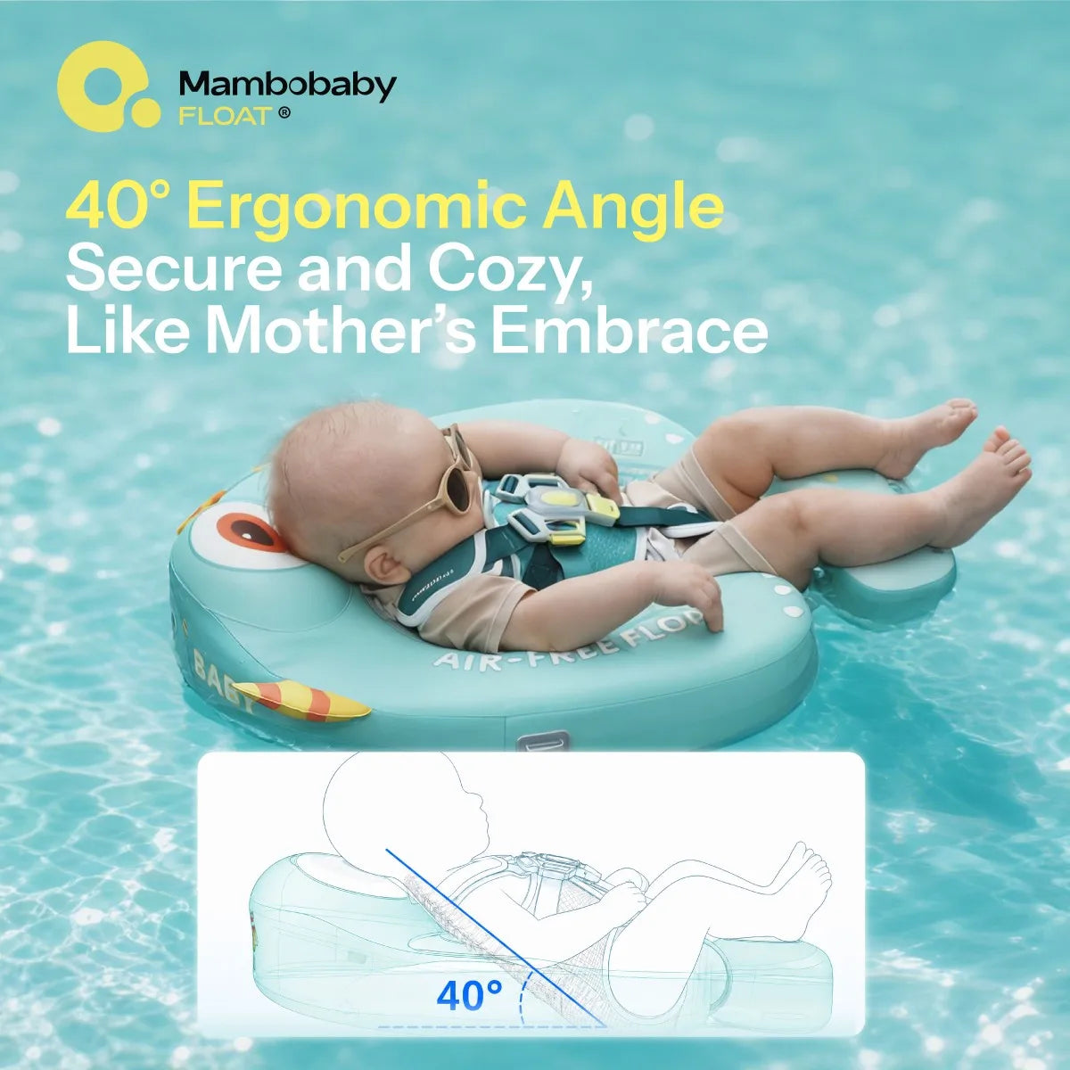 Mambobaby Air-Free Baby Pool Float with Sunshade for Infants 3-24M