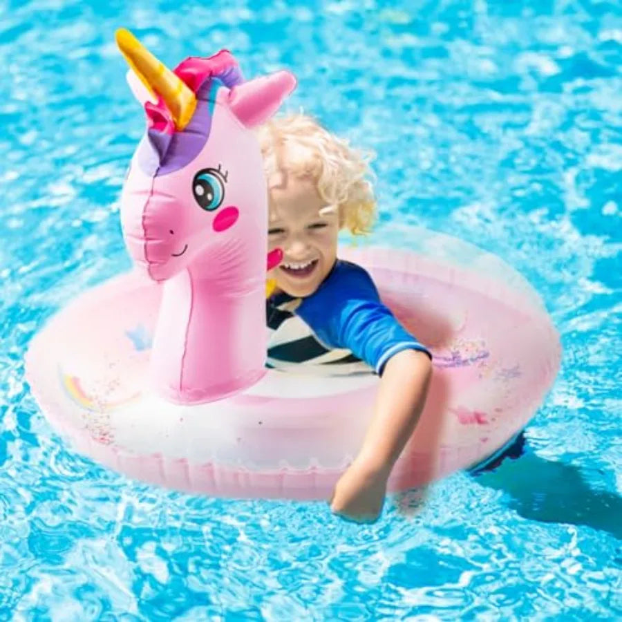 Pink Glitter Unicorn Pool Float - Inflatable Water Lounge for Summer