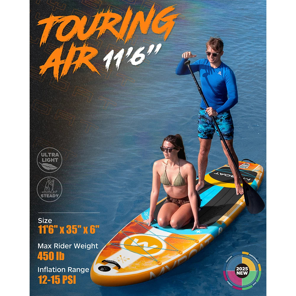 Inflatable Paddle Board 11'6" Wide SUP for Fishing and Touring