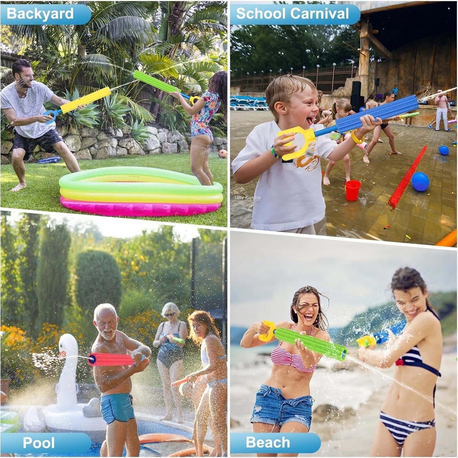 Kids Foam Water Gun Soaker Blasters for Pool & Beach