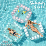 Foldable Inflatable Water Hammock Striped Pool Lounge Chair