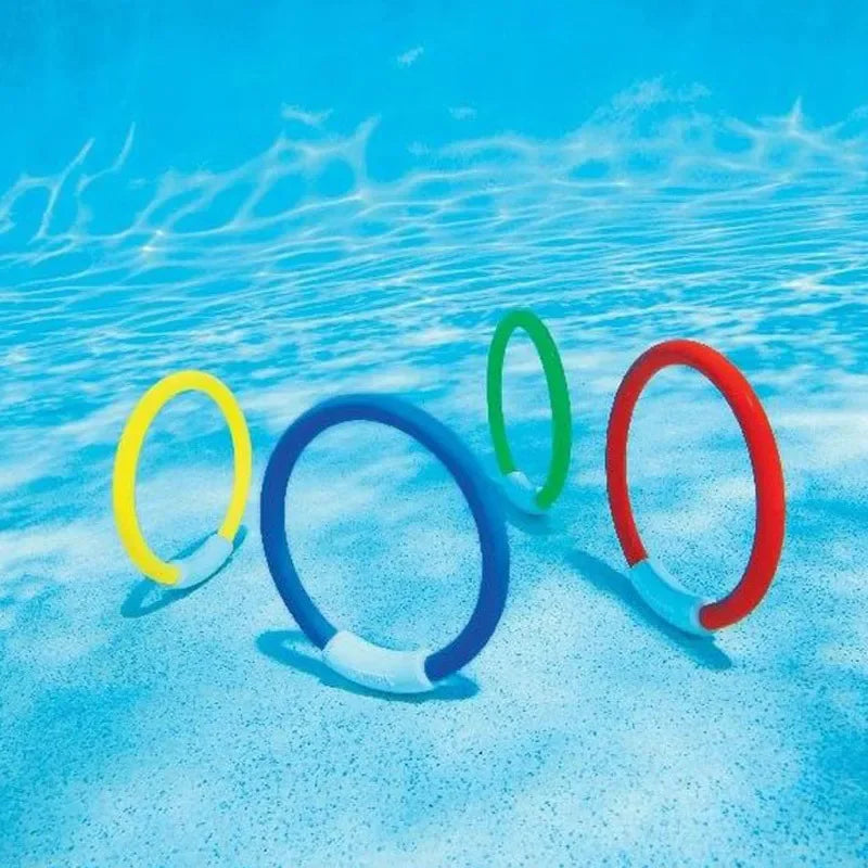 4-Pack Kids Underwater Diving Rings - PVC Pool Training Toys