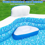 Extra Large Inflatable Family Pool with Seats & Pump for Adults