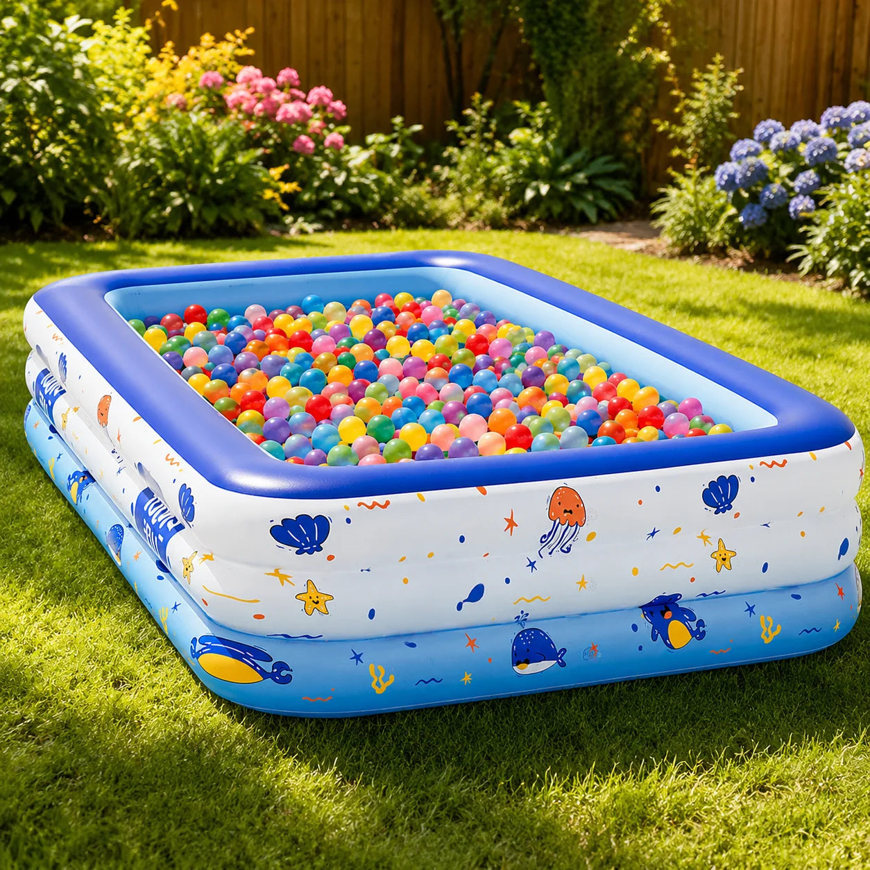 Inflatable Family Swimming Pool PVC Blow Up Pool for Backyard Garden