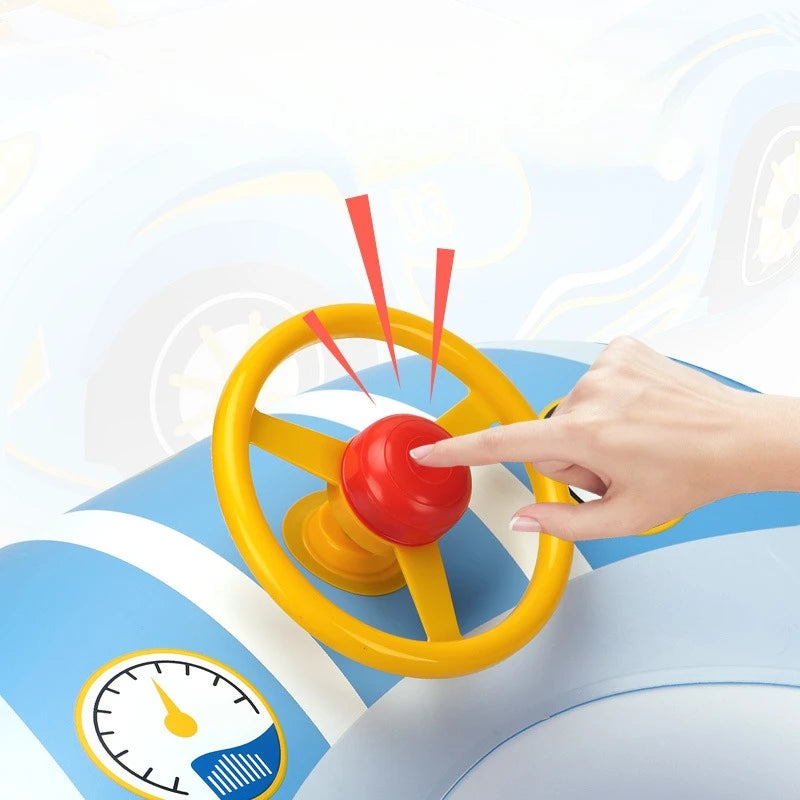 Baby Inflatable Car Swim Ring with Steering Wheel & Sunshade