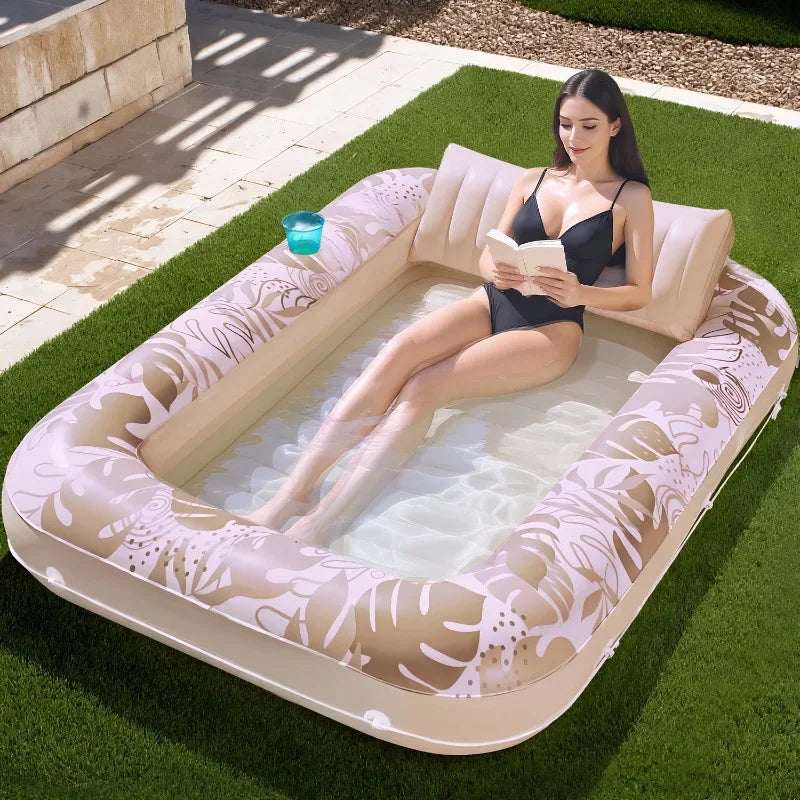 Inflatable Tanning Pool Lounger - Large Sunbathing Water Bed