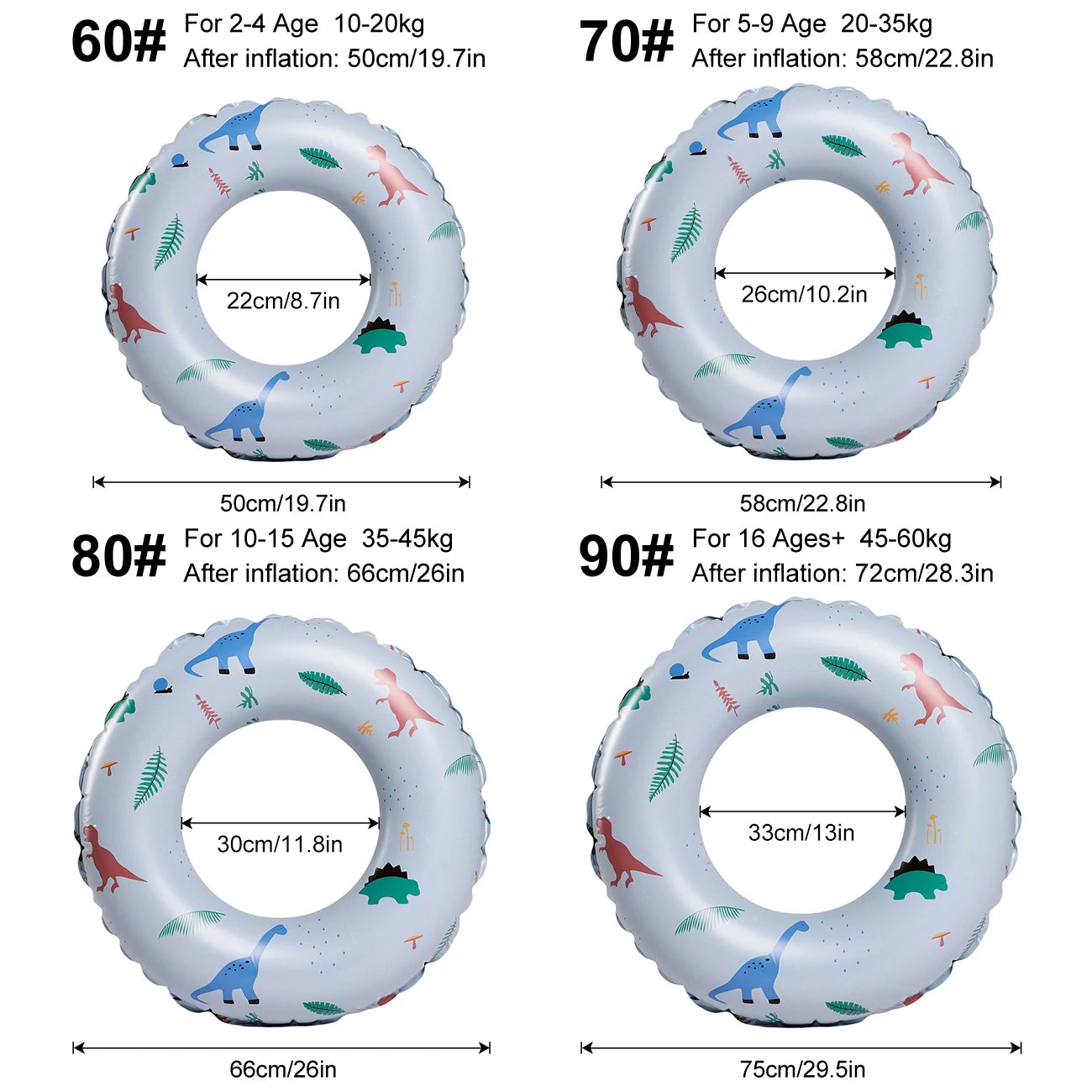 Dinosaur Print Inflatable Pool Ring - Durable PVC Water Float