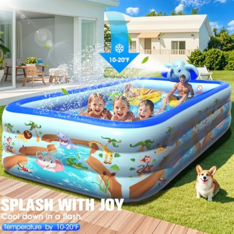 Inflatable Elephant Sprinkler Pool - Thickened PVC Family Pool