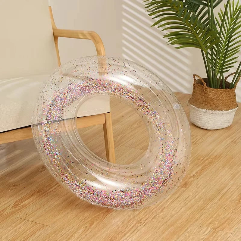 Inflatable Sequin Swimming Ring - PVC Pool Float for Adults & Kids
