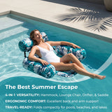 Inflatable Pool Lounger Chair with Armrest & Backrest for Adults