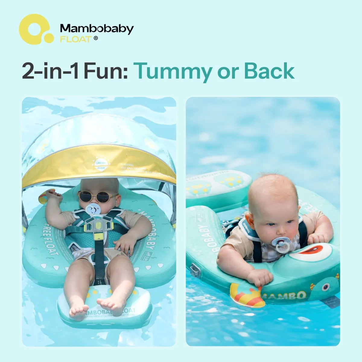 Mambobaby Air-Free Baby Pool Float with Sunshade for Infants 3-24M