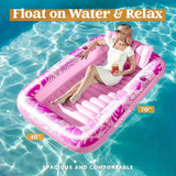 Inflatable Tanning Pool Lounger - Pink PVC Sunbathing Bed for Adults