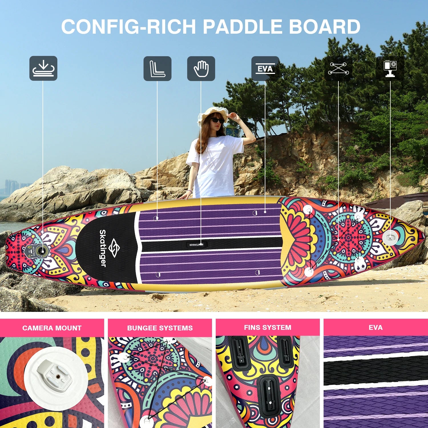 11'6" Inflatable Fishing Paddle Board - All-Around SUP