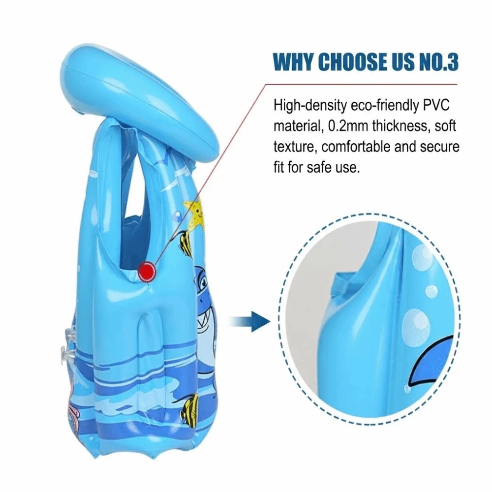 Kids Inflatable Safety Swim Vest | Durable PVC | Water Sports Aid