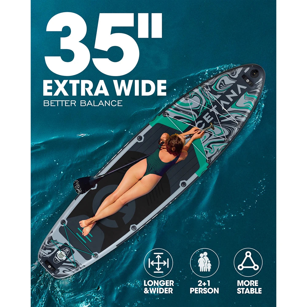 CETANA 11'6" Inflatable SUP Paddle Board - Wide Fishing & Touring Board