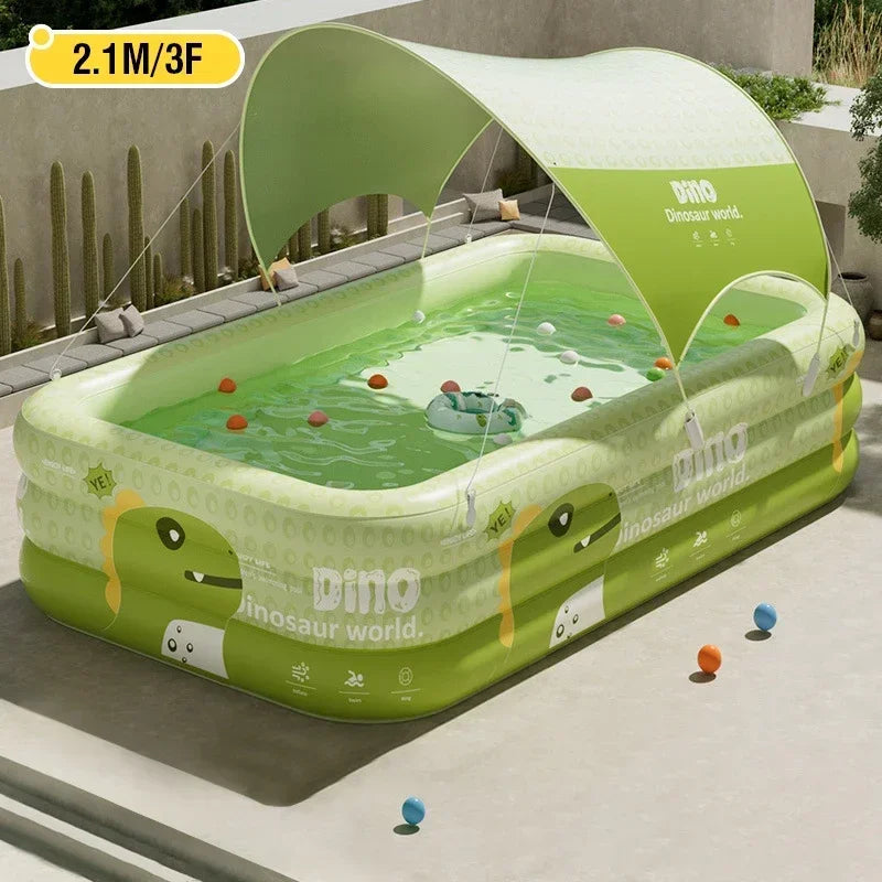 Dinosaur Inflatable Family Swimming Pool with Sunshade - PVC