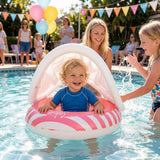 Kids Pool Float with Sun Canopy - Inflatable Swim Ring for Toddlers