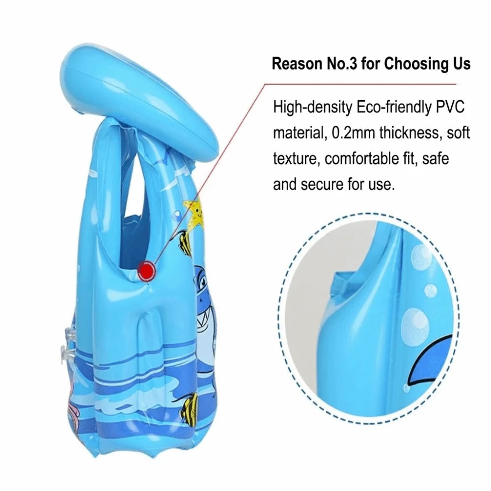 Kids Inflatable Safety Swim Vest | Durable PVC | Water Sports Aid