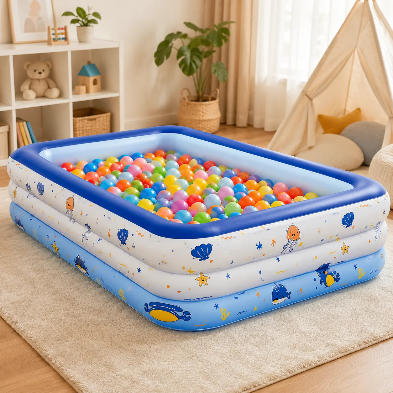 Inflatable Family Swimming Pool PVC Blow Up Pool for Backyard Garden
