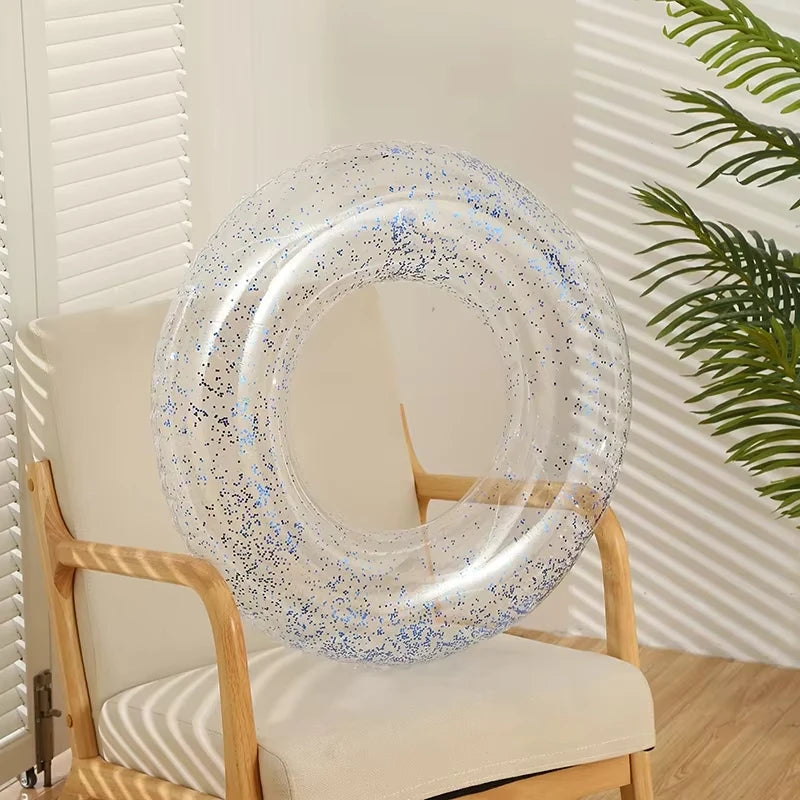 Inflatable Sequin Swimming Ring - PVC Pool Float for Adults & Kids