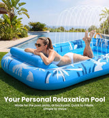 Inflatable Tanning Pool Lounger with Sprinkler - XL Sunbathing Float