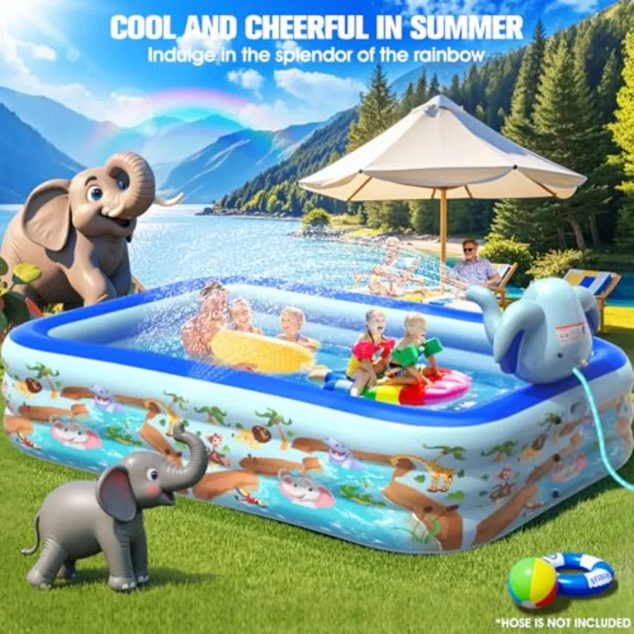 Inflatable Elephant Sprinkler Pool - Thickened PVC Family Pool