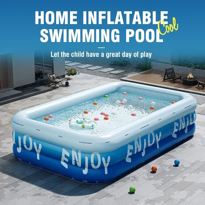 Inflatable Family Pool with Sunshade - Thickened PVC Outdoor Garden
