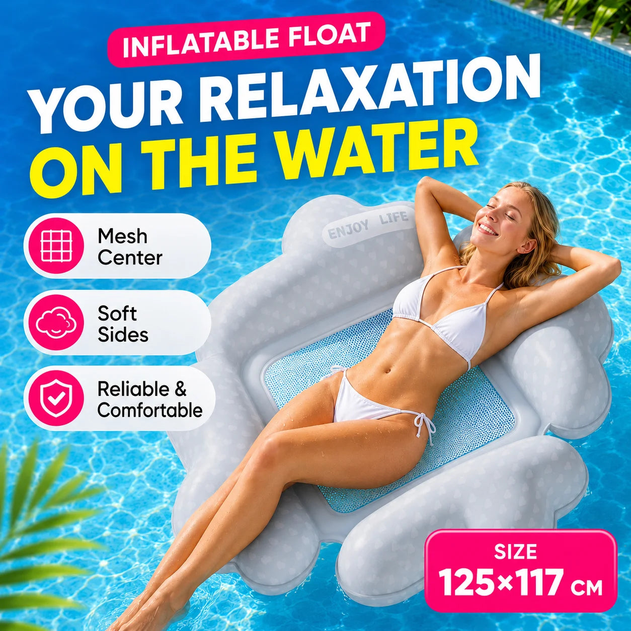 Inflatable Water Hammock PVC Pool Float for Adults Beach & Lounging