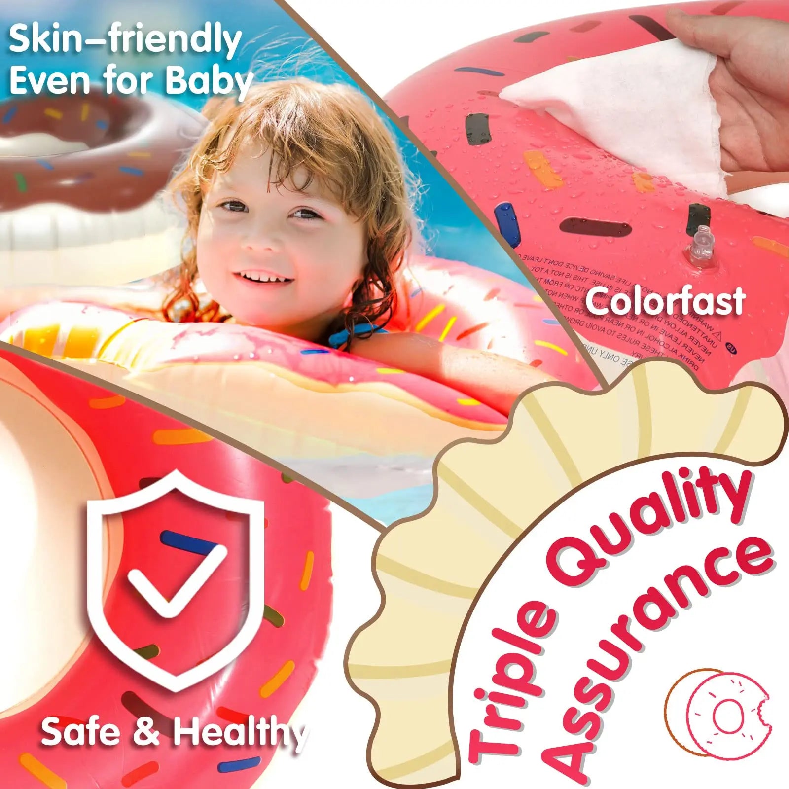 Inflatable Donut Pool Float - PVC Swimming Ring for Kids & Adults