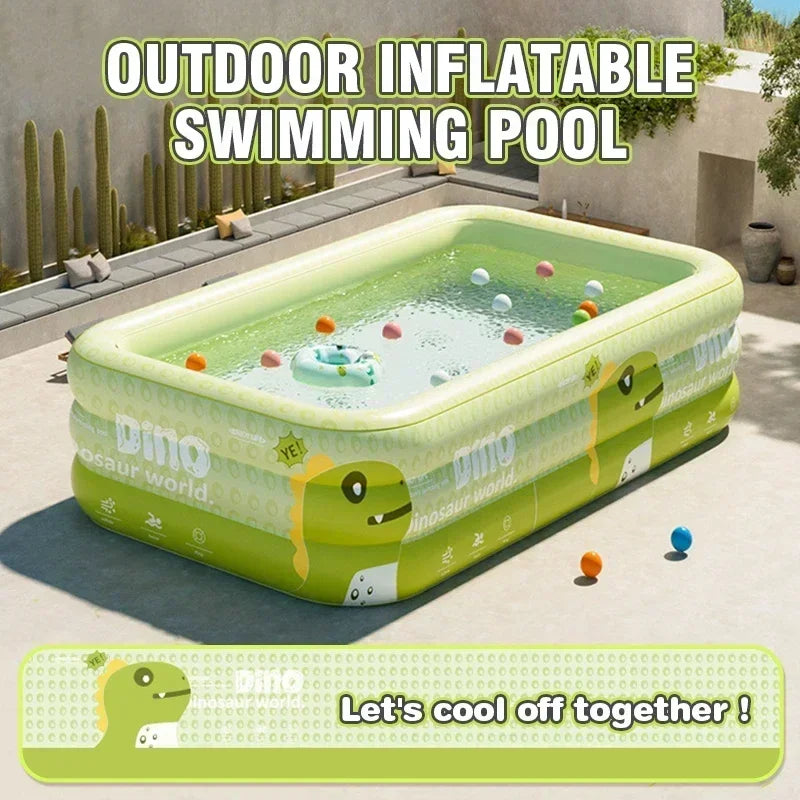 Dinosaur Inflatable Family Swimming Pool with Sunshade - PVC