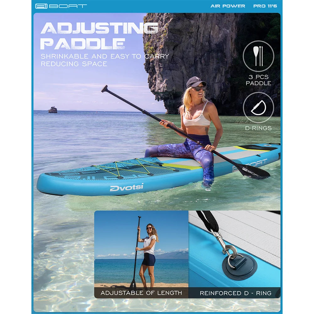 11'6" Inflatable SUP - Wide Fishing & Touring Paddle Board